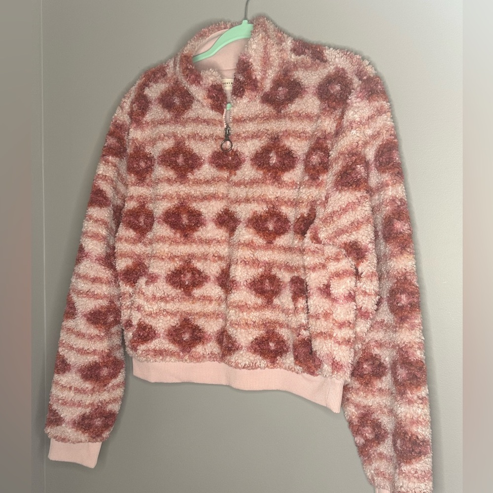 Lucky Brand sherpa sweatshirt quarter zip